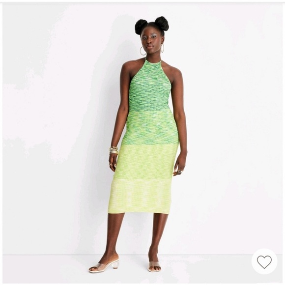 Future Collective Green Ombré Halter Dress Size Large - Picture 2 of 7